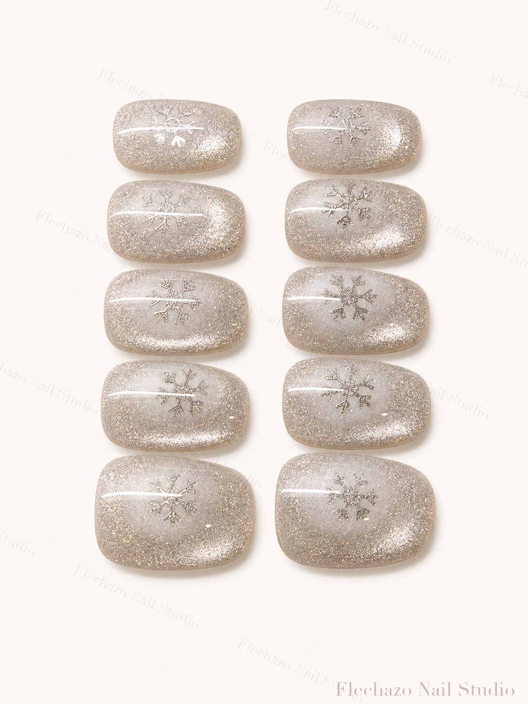 Silver Snowflake Shimmer Press-On Nails handmade press-on nail set, product view