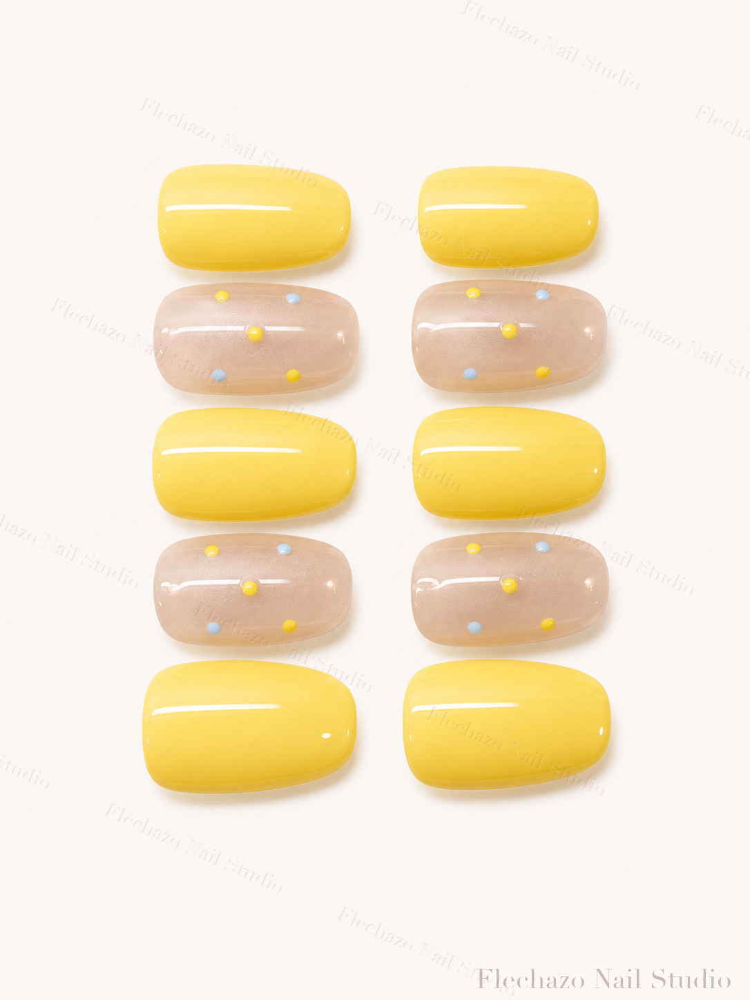 Sunny Yellow Minimalist Press-On Nails handmade press-on nail set, product view