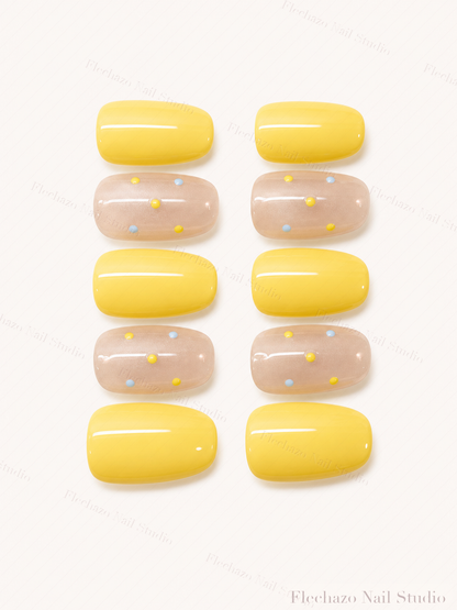 Sunny Yellow Minimalist Press-On Nails handmade press-on nail set, product view