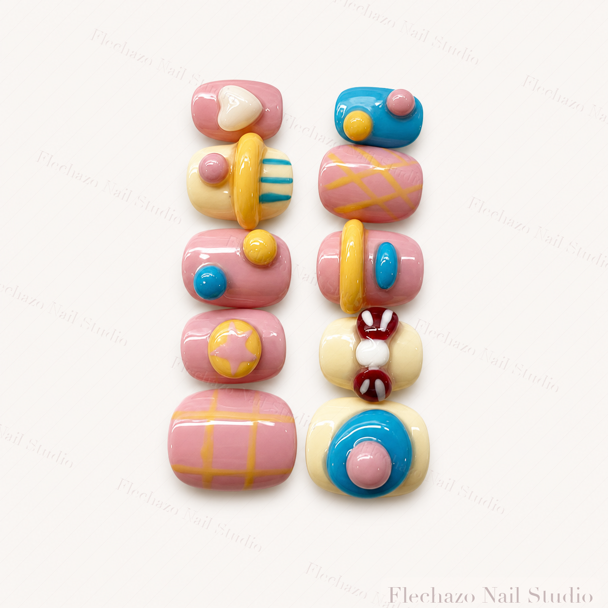 Pastel Dessert 3D Charm Press-On Nails handmade press-on nail set, product view