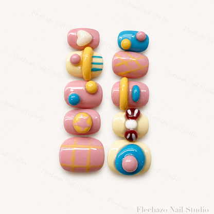 Pastel Dessert 3D Charm Press-On Nails handmade press-on nail set, product view