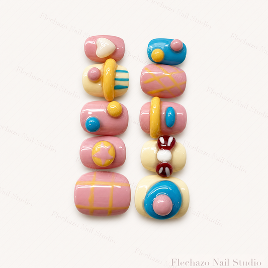 Pastel Dessert 3D Charm Press-On Nails handmade press-on nail set, product view