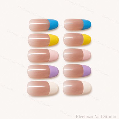 Pastel French Color Block Press-On Nails handmade press-on nail set, product view