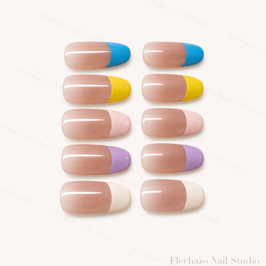 Pastel French Color Block Press-On Nails handmade press-on nail set, product view