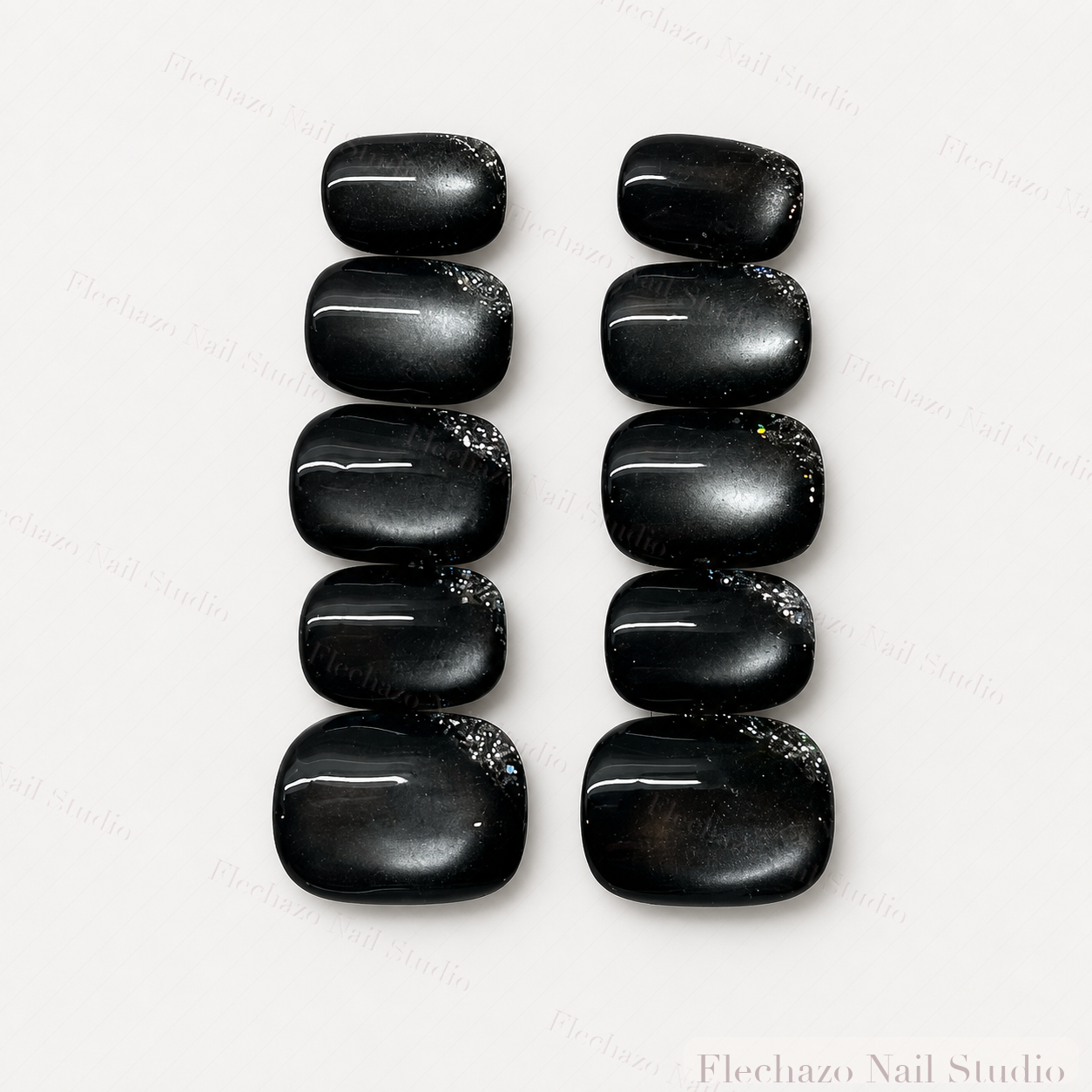 Glossy Black Minimalist Press-On Nails handmade press-on nail set, product view