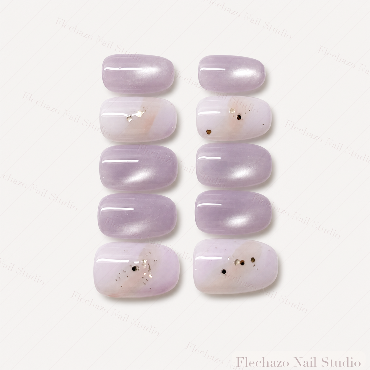 Lavender Pearl Dot Gradient Press-On Nails handmade press-on nail set, product view
