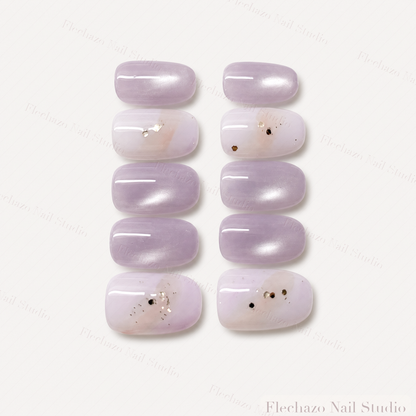 Lavender Pearl Dot Gradient Press-On Nails handmade press-on nail set, product view