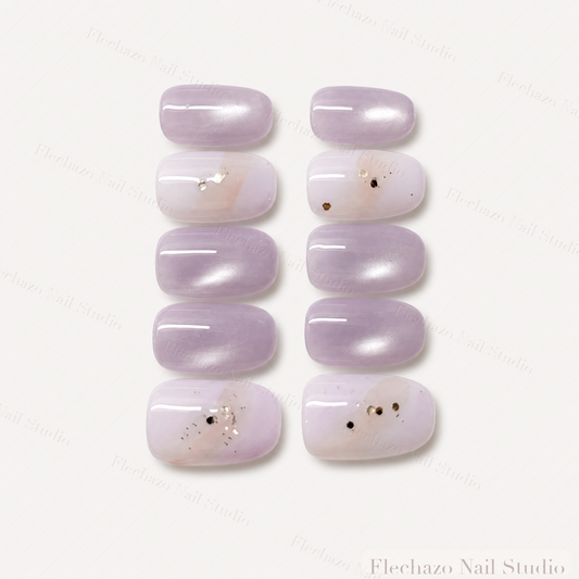 Lavender Pearl Dot Gradient Press-On Nails handmade press-on nail set, product view