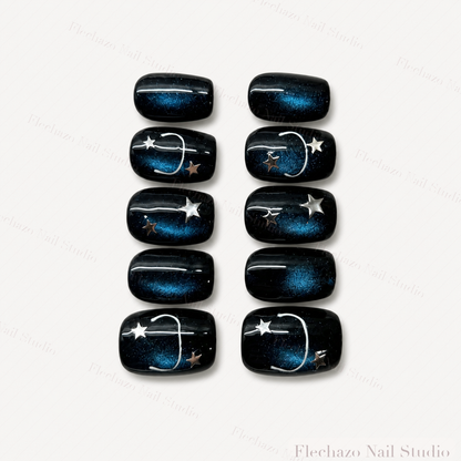 Midnight Blue Celestial Star Press-On Nails handmade press-on nail set, product view