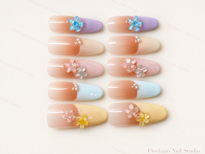 Translucent Nude Brown Gradients Soft Press-On Nails handmade press-on nail set, product view