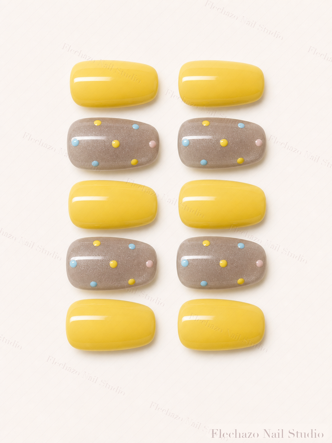 Raised Multicolor Dot Smooth Gel Press-On Nails handmade press-on nail set, product view