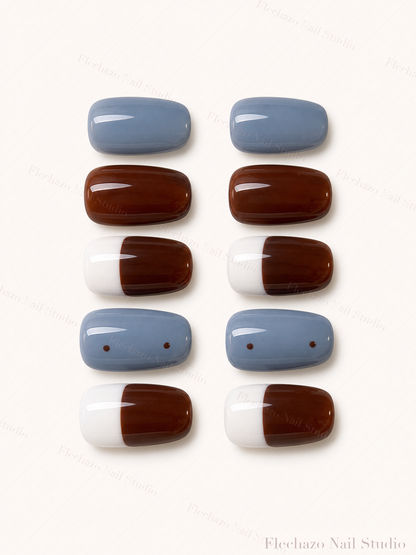 Clean Color Blocking Tiny Dot Press-On Nails handmade press-on nail set, product view