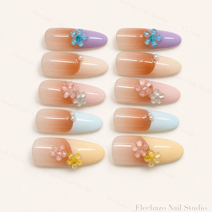 Warm Nude Caramel Gradients Soft Press-On Nails handmade press-on nail set, product view
